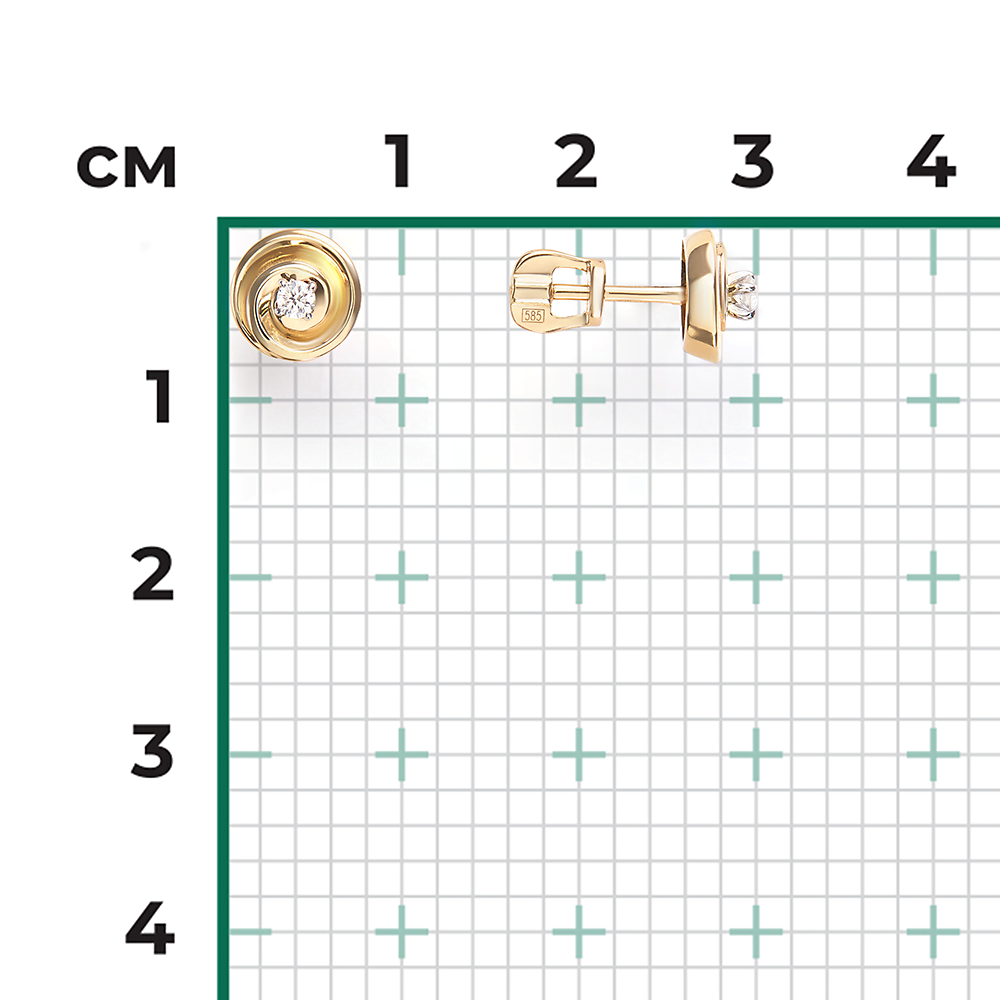 Серьги-пусеты из комбинированного золота с бриллиантом 02-5348-00-101-1121