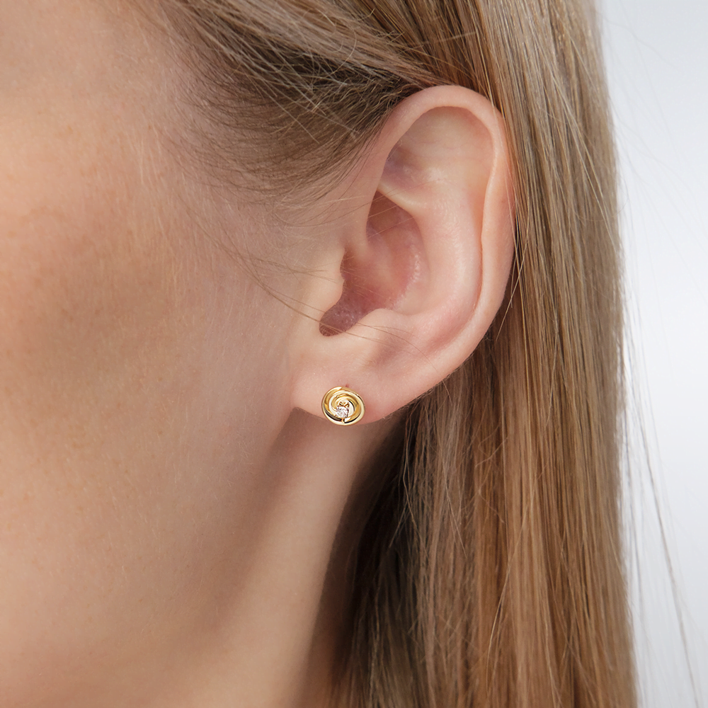 Серьги-пусеты из комбинированного золота с бриллиантом 02-5348-00-101-1121