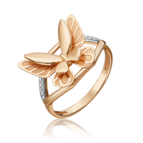 Кольцо «Бабочка. Мгновения красоты» из комбинированного золота с бриллиантами 01-5496-00-101-1111