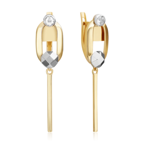 Серьги с английским замком из комбинированного золота с натуральным топазом white 02-5049-00-201-1121