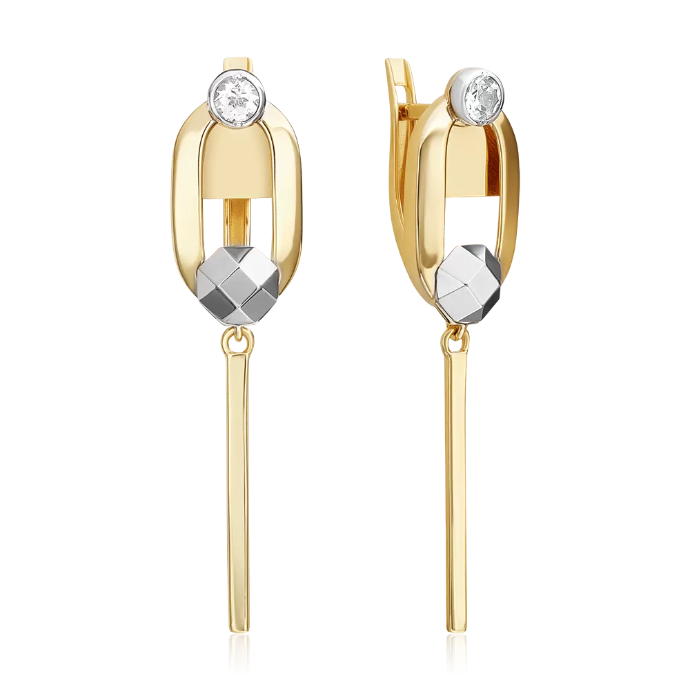 Серьги с английским замком из комбинированного золота с натуральным топазом white 02-5049-00-201-1121