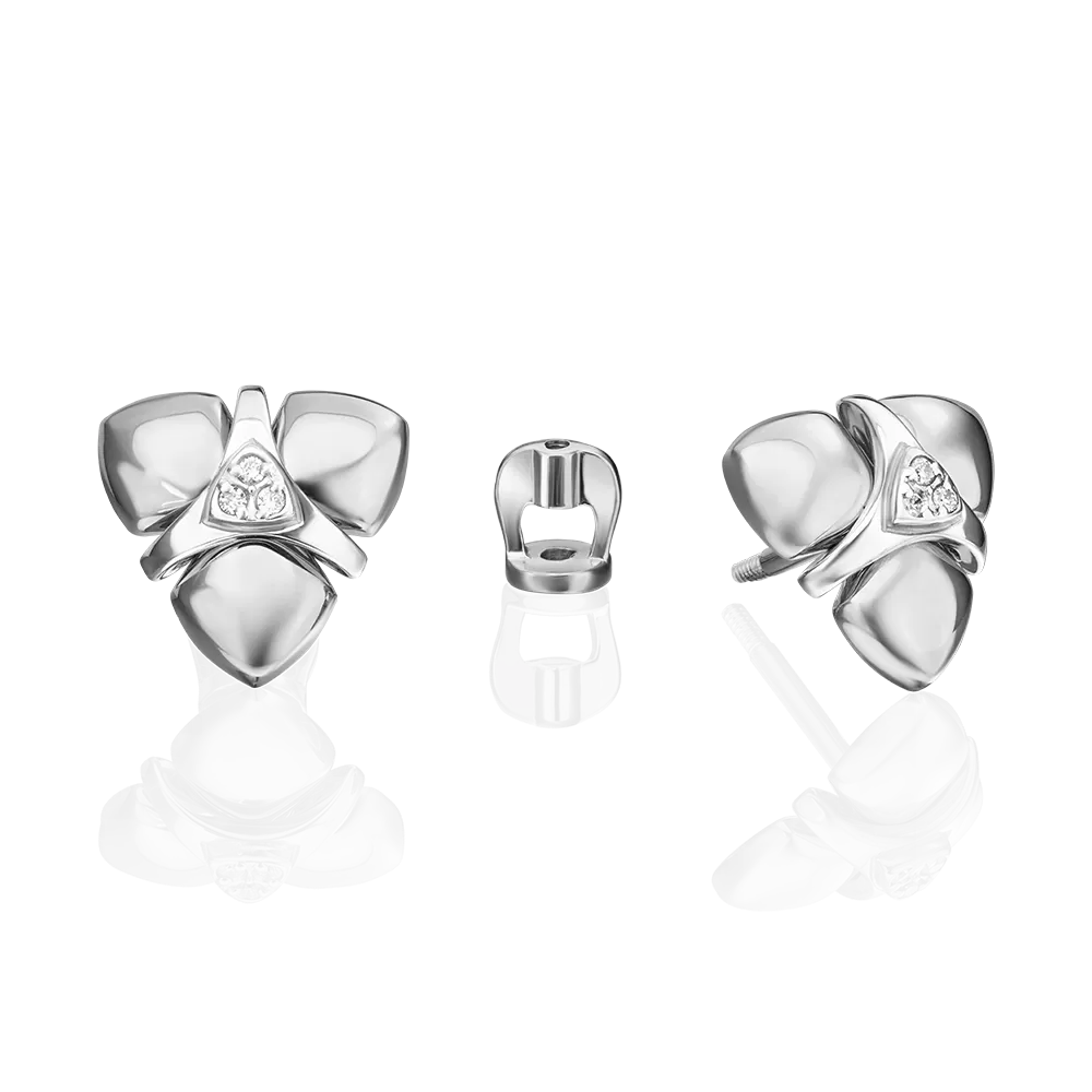 Серьги-пусеты из белого золота с бриллиантами 02-4989-00-101-1120