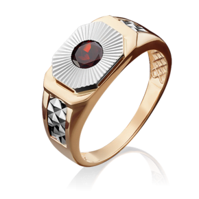 Печатка из комбинированного золота с гранатом 01-4845-00-204-1111-46