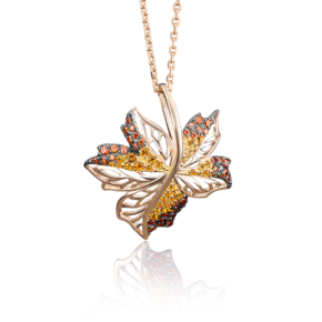 Подвеска «Кленовый лист» из красного золота с фианитами 03-2525-00-404-1110-32