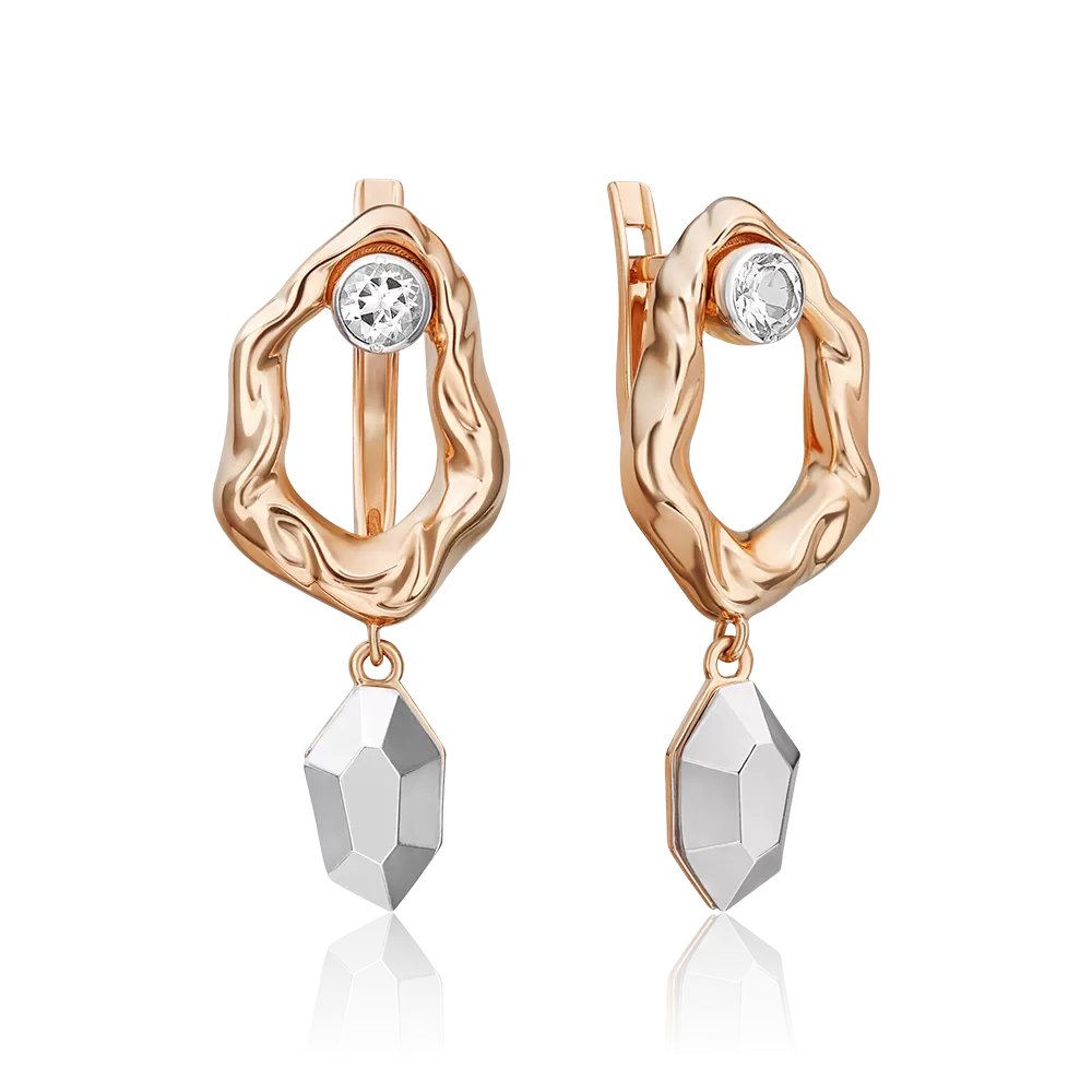 Серьги с английским замком из комбинированного золота с натуральным топазом white 02-5046-00-201-1111