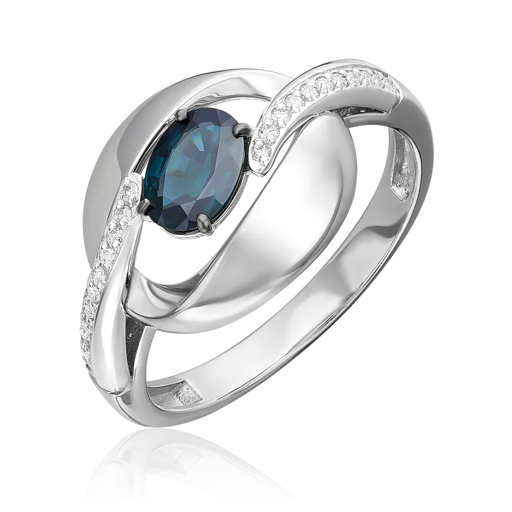 Кольцо из белого золота с сапфиром и бриллиантами 01-5726-00-105-1120