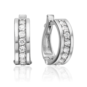 Серьги с английским замком из серебра с фианитами 02-2318-00-401-0200