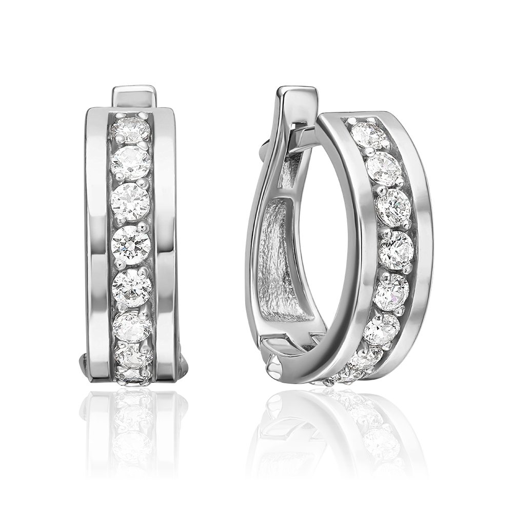 Серьги с английским замком из серебра с фианитами 02-2318-00-401-0200