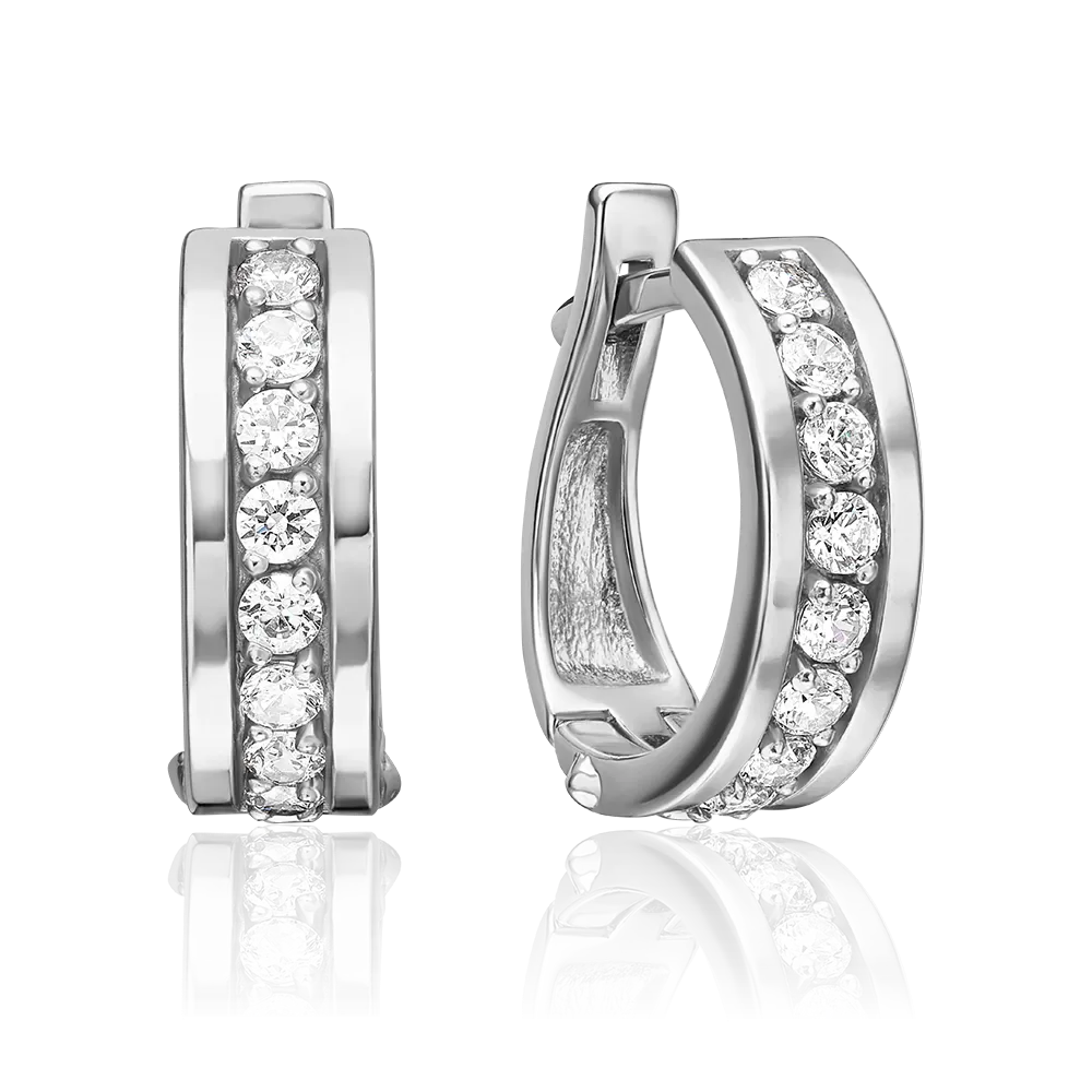 Серьги с английским замком из серебра с фианитами 02-2318-00-401-0200