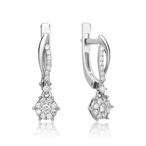 Серьги с английским замком из белого золота с бриллиантами 02-0906-00-101-1120-30