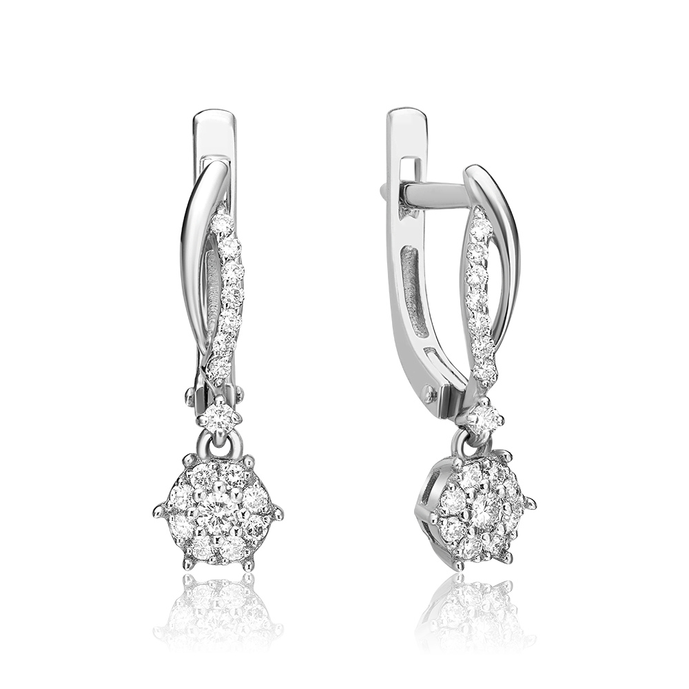 Серьги с английским замком из белого золота с бриллиантами 02-0906-00-101-1120-30