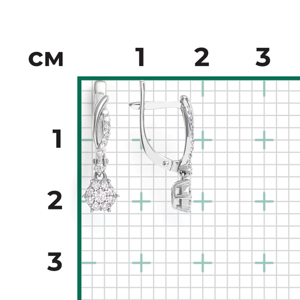 Серьги с английским замком из белого золота с бриллиантами 02-0906-00-101-1120-30