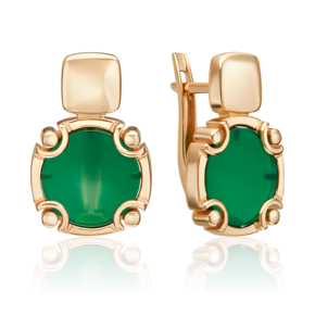 Серьги с английским замком из красного золота с агатом 02-5455-00-749-1110