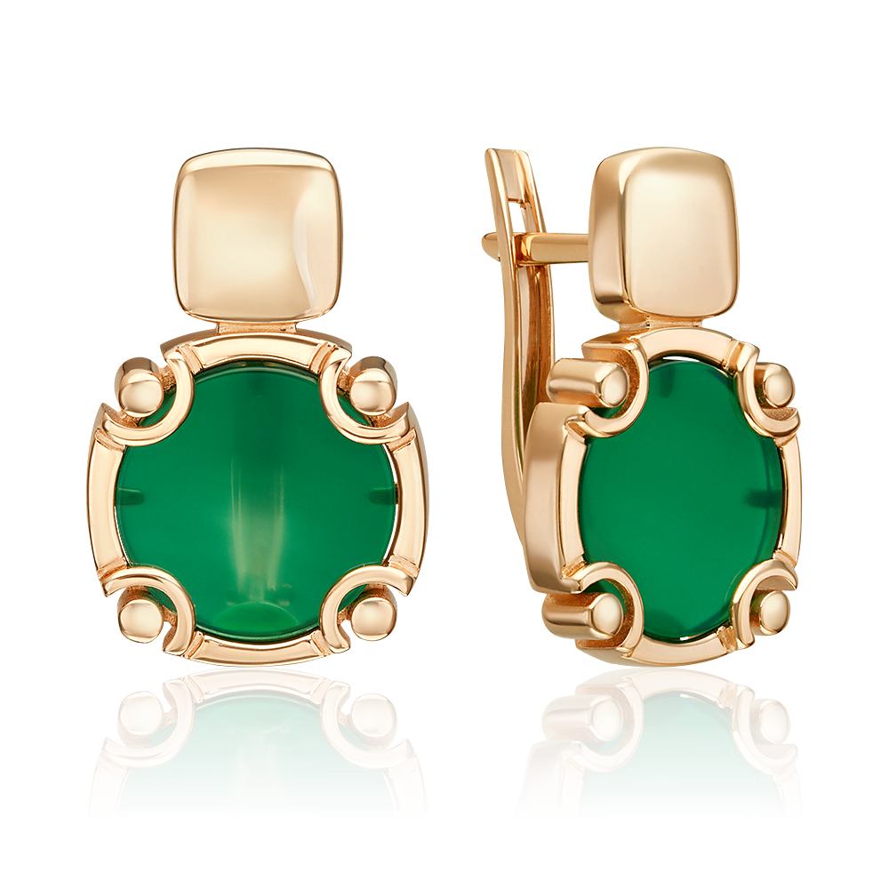 Серьги с английским замком из красного золота с агатом 02-5455-00-749-1110