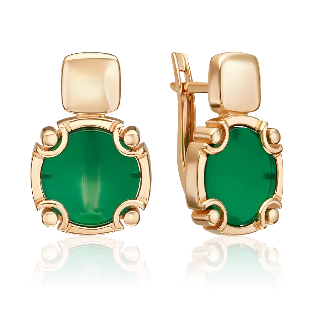Серьги с английским замком из красного золота с агатом 02-5455-00-749-1110