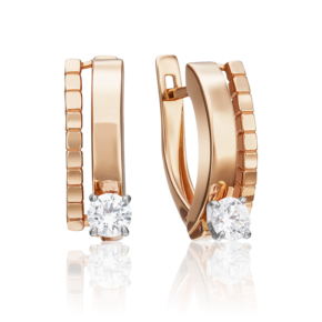 Серьги с английским замком из комбинированного золота с фианитом 02-4316-00-501-1111-38