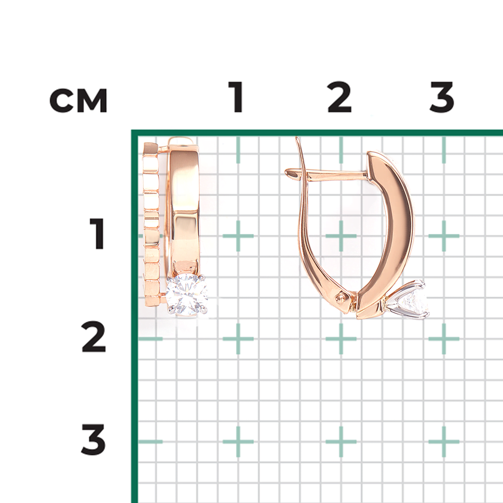 Серьги с английским замком из комбинированного золота с фианитом 02-4316-00-501-1111-38