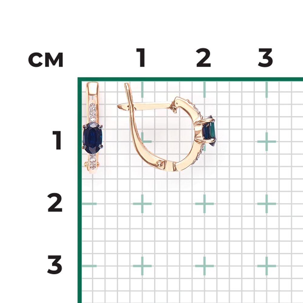 Серьги с английским замком из красного золота с сапфиром и бриллиантами 02-0897-00-105-1110-30
