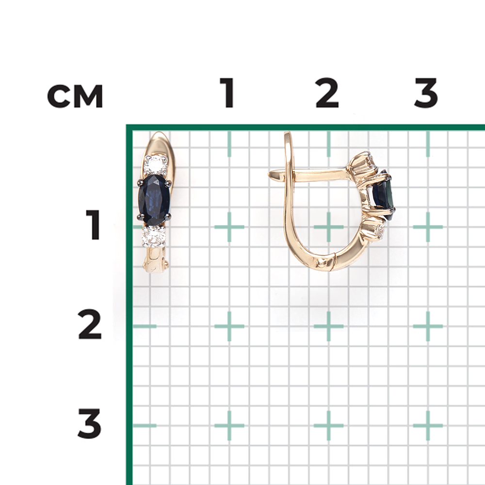 Серьги с английским замком из красного золота с сапфиром и бриллиантами 02-0898-00-105-1110-30