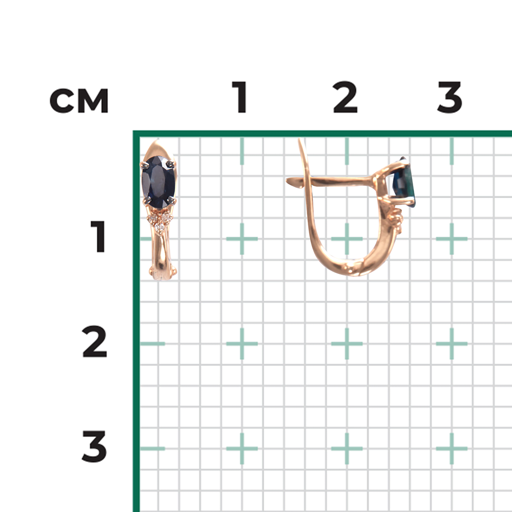 Серьги с английским замком из красного золота с сапфиром и бриллиантами 02-0899-00-105-1110-30