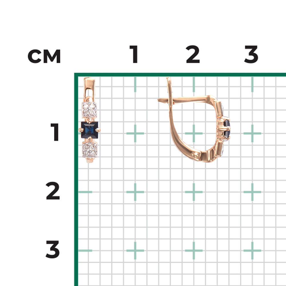Серьги с английским замком из красного золота с сапфиром и бриллиантами 02-0900-00-105-1110-30