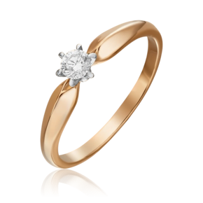 Помолвочное кольцо из комбинированного золота с бриллиантом