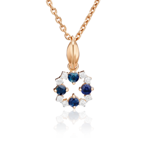 Подвеска из красного золота с сапфирами и бриллиантами 03-0106-00-105-1110-30