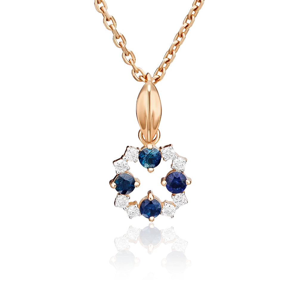 Подвеска из красного золота с сапфирами и бриллиантами 03-0106-00-105-1110-30