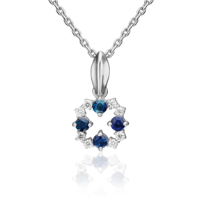 Подвеска из белого золота с сапфирами и бриллиантами 03-0107-00-105-1120-30