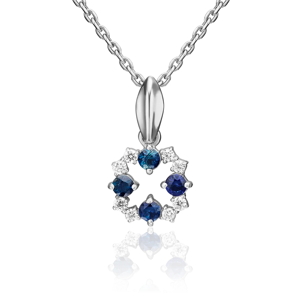 Подвеска из белого золота с сапфирами и бриллиантами 03-0107-00-105-1120-30