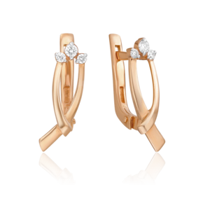 Серьги с английским замком из красного золота с бриллиантами 02-0433-00-101-1110-30