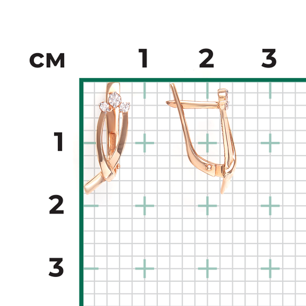 Серьги с английским замком из красного золота с бриллиантами 02-0433-00-101-1110-30