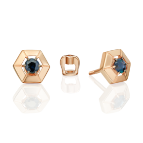 Серьги-пусеты из красного золота с сапфиром 02-5487-00-102-1110