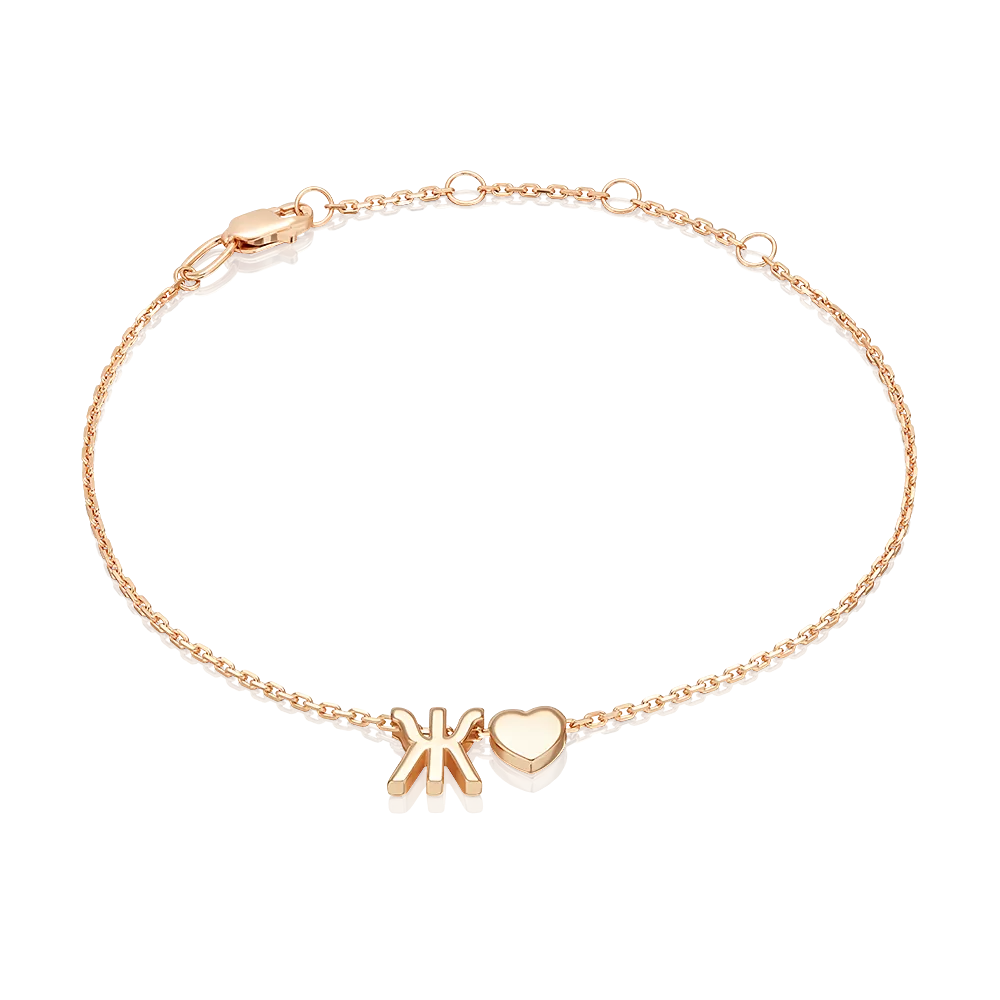 Браслет «Буква Ж» из красного золота 05-0858-Ж-000-1110