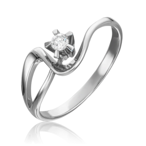 Кольцо из белого золота с бриллиантом 01-0004-00-101-1120-30