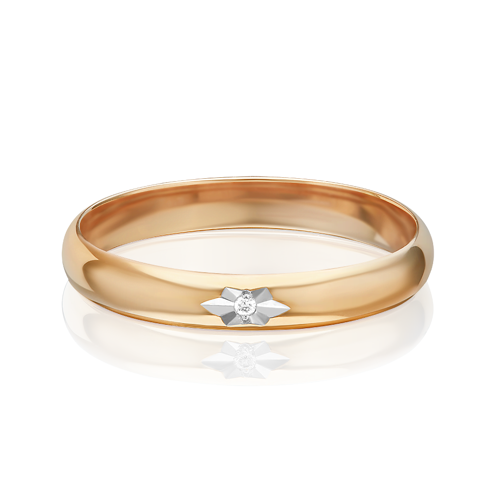 Обручальное кольцо из красного золота с бриллиантом 01-0024-00-101-1110-30