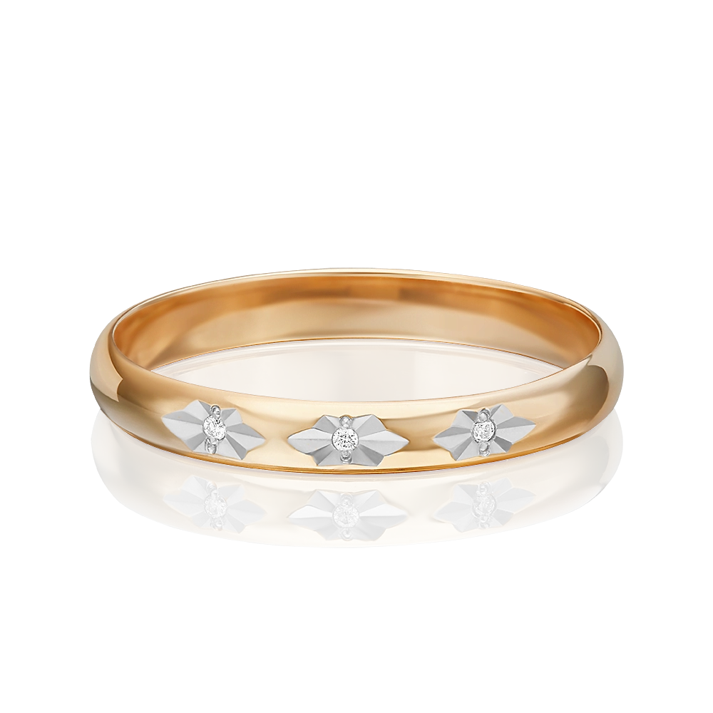 Обручальное кольцо из красного золота с бриллиантами 01-0025-00-101-1110-30