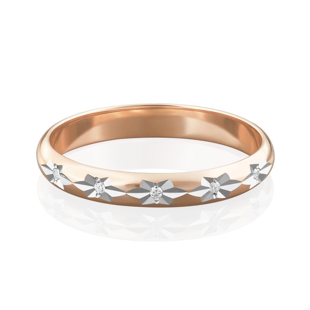 Обручальное кольцо из красного золота с бриллиантами 01-0026-00-101-1110-30