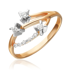 Кольцо из красного золота с бриллиантами