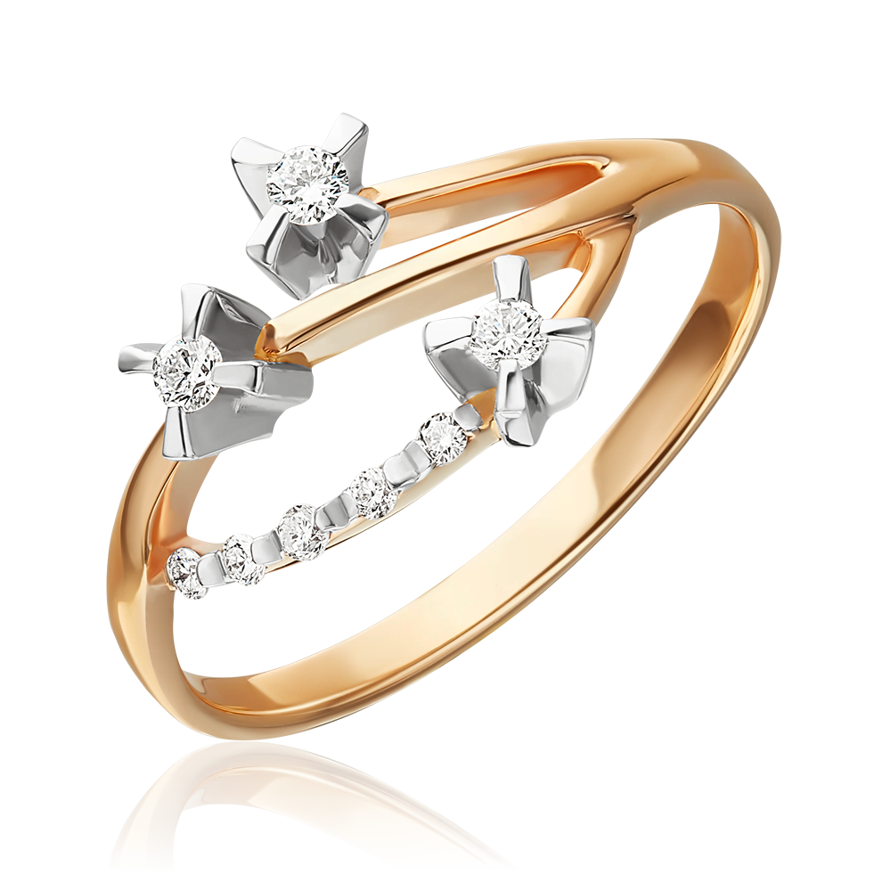 Кольцо из красного золота с бриллиантами 01-0039-00-101-1110-30