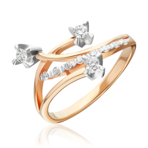 Кольцо из красного золота с бриллиантами