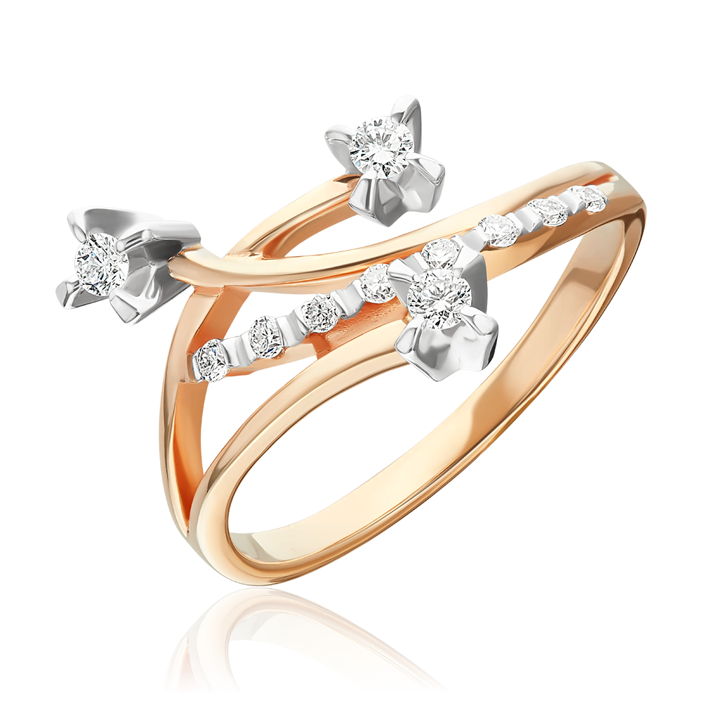 Кольцо из красного золота с бриллиантами 01-0043-00-101-1110-30