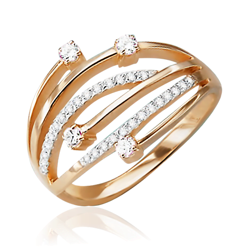 Кольцо из красного золота с бриллиантами 01-0093-00-101-1110-30