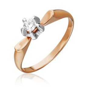 Кольцо из комбинированного золота с бриллиантом 01-0101-00-101-1111-30