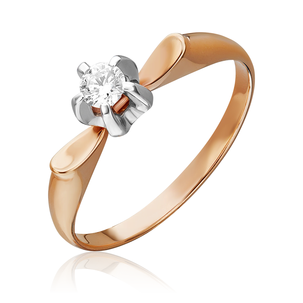 Кольцо из комбинированного золота с бриллиантом 01-0101-00-101-1111-30