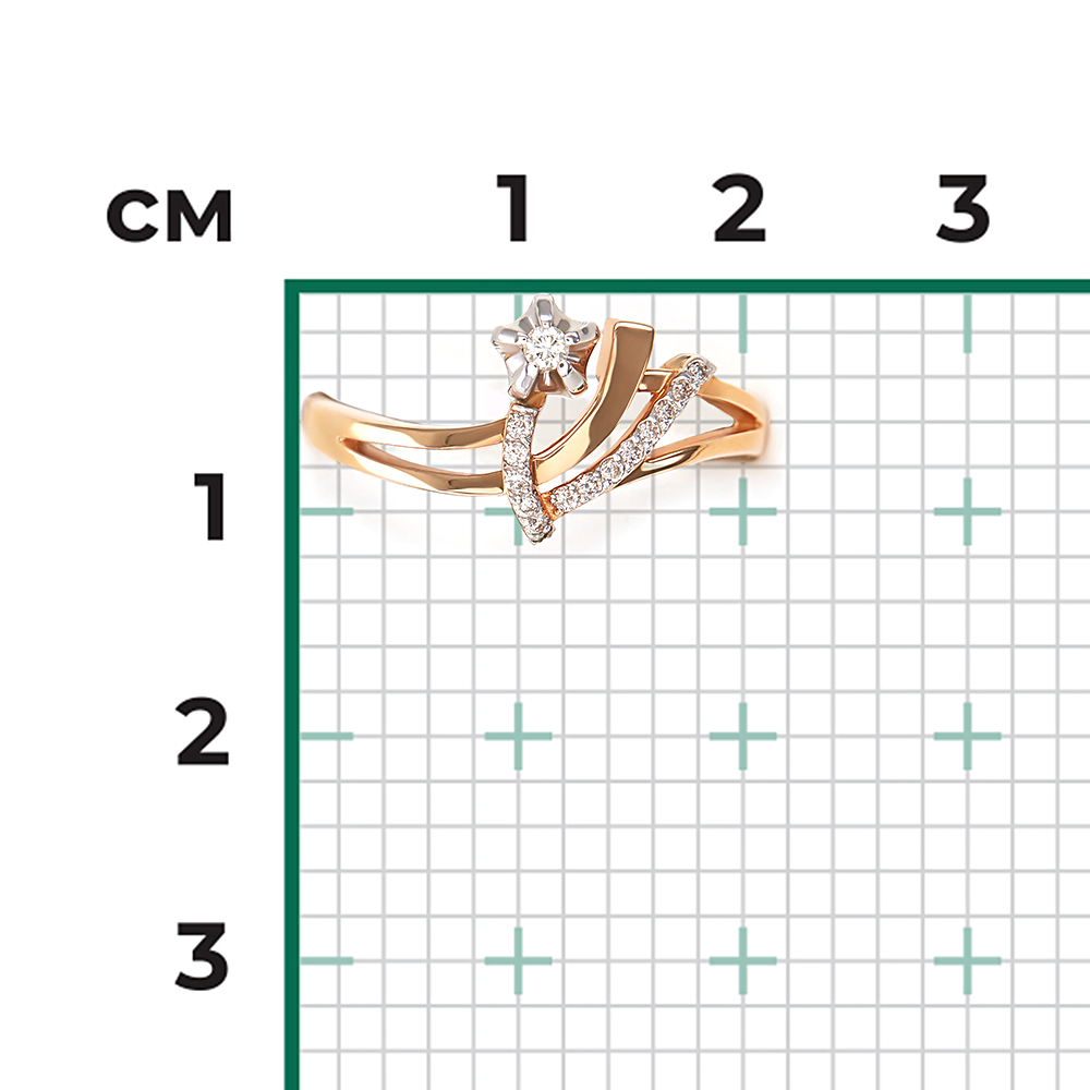 Кольцо из комбинированного золота с бриллиантами 01-0109-00-101-1111-30