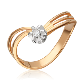 Кольцо из комбинированного золота с бриллиантом 01-0147-00-101-1111-30