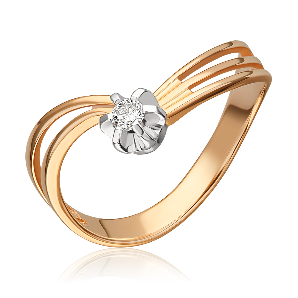 Кольцо из комбинированного золота с бриллиантом 01-0147-00-101-1111-30