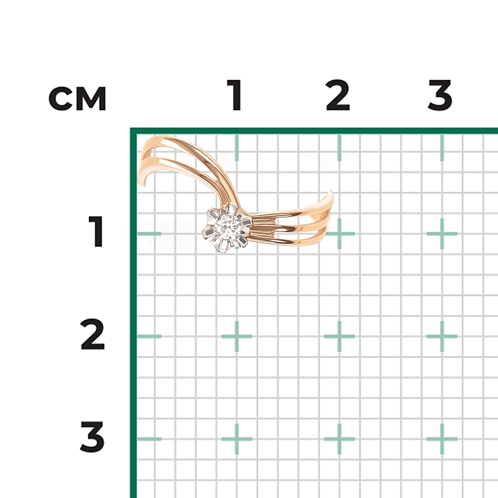 Кольцо из комбинированного золота с бриллиантом 01-0147-00-101-1111-30