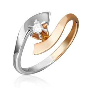 Кольцо из комбинированного золота с бриллиантом 01-0173-00-101-1111-30